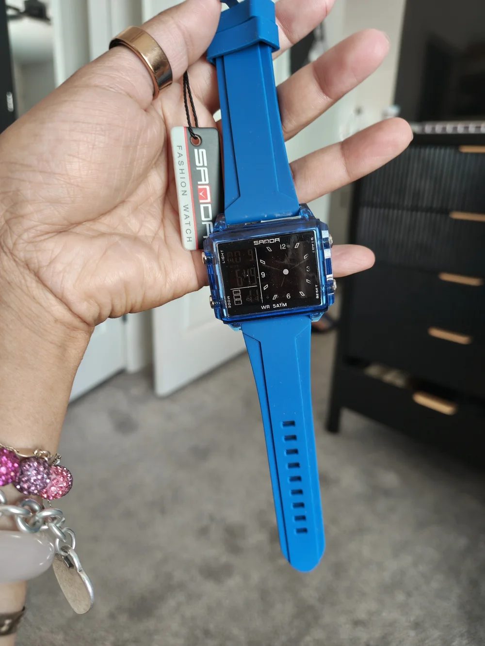 Blue Silicone Digital-Analog Fashion Watch